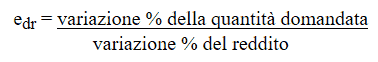 Elasticità della domanda rispetto al reddito