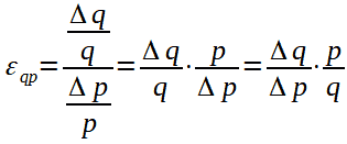 Formula dell'elasticità della domanda rispetto al prezzo